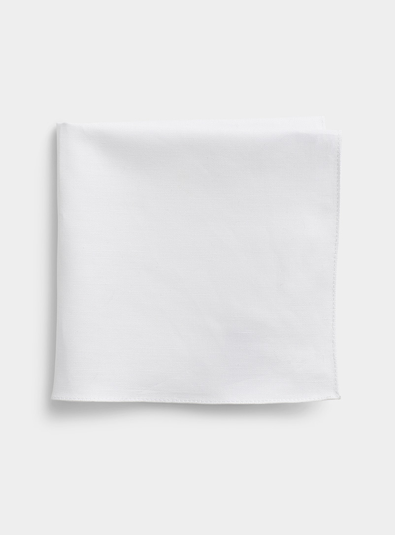 HUGO White White pure cotton pocket square for men