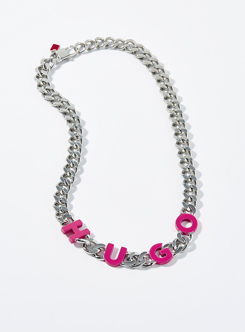 HUGO Pink Pink letters chain for men