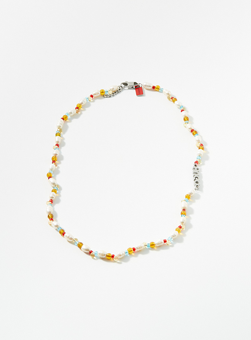 HUGO Multicoloured Logo and colourful beads necklace for men