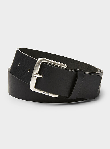 HUGO Black Geffrey leather belt for men