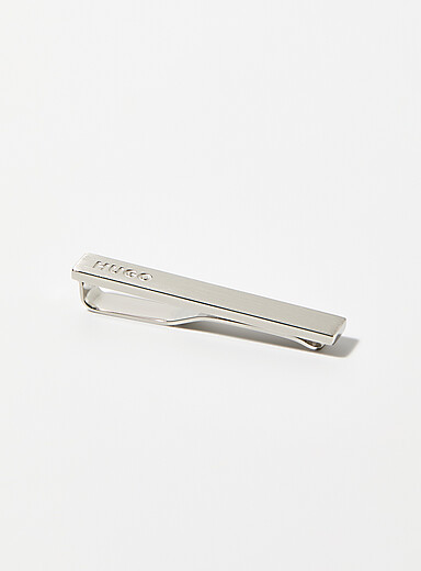 Brushed metal tie clip