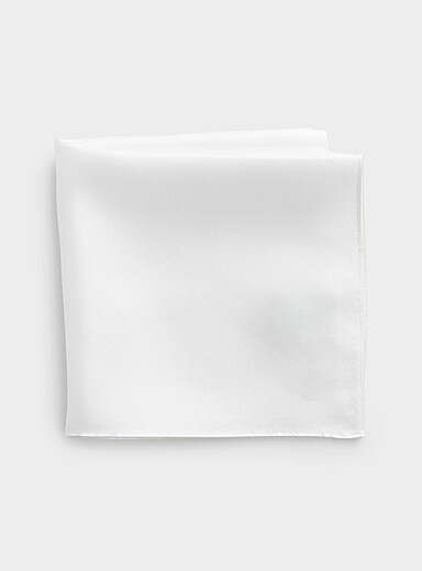 White pure silk pocket square