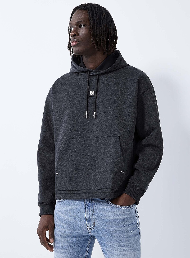 Dineo metallic-logo charcoal hoodie | HUGO | | Simons