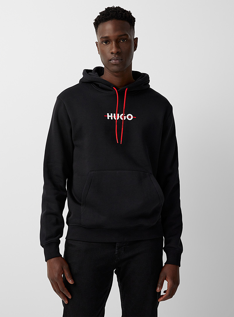 HUGO Black Daffleck hoodie for men