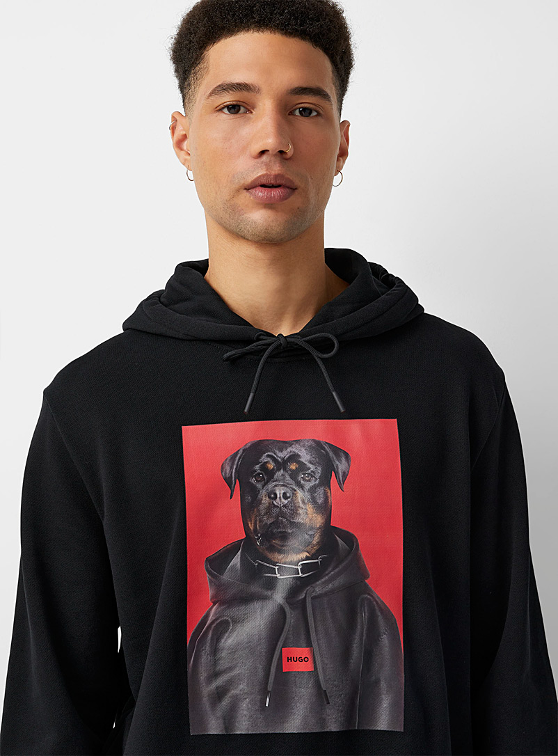 HUGO Black Doodie hooded sweatshirt for men
