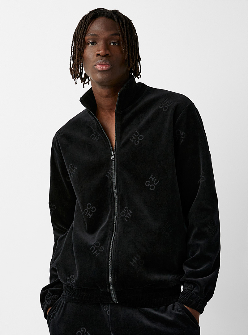 HUGO Black Dornbill velvet track jacket for men