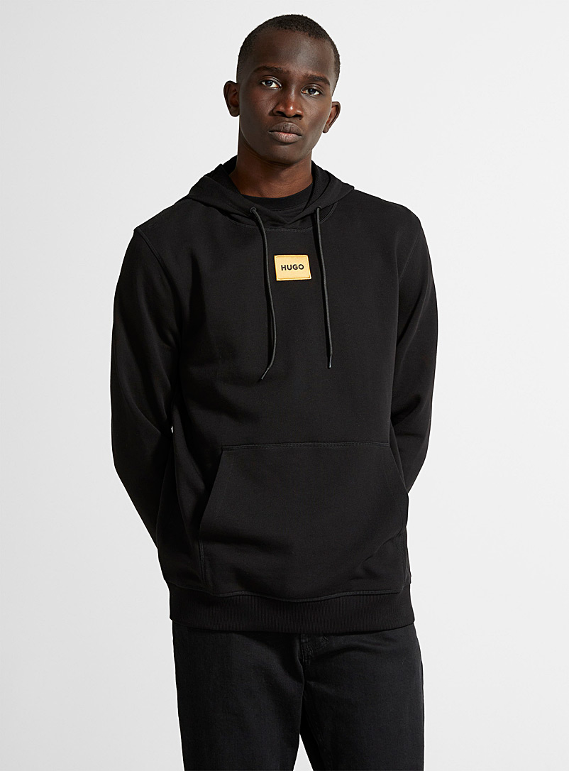 HUGO Black Gold-logo emblem hoodie for men