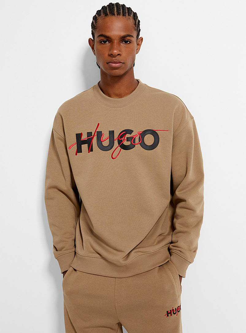 HUGO Light Brown Droyko sweatshirt for men