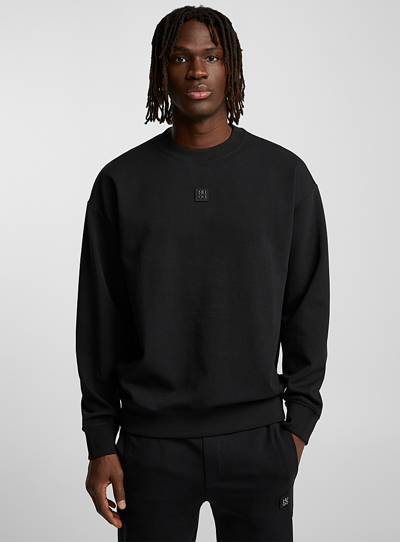 HUGO Black Dettil structured jersey sweatshirt for men