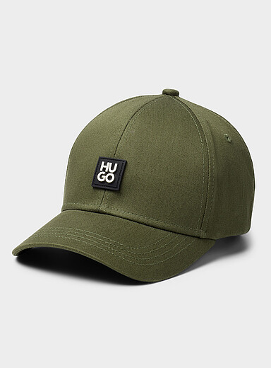 HUGO Mossy Green Metallic-logo solid cap for men