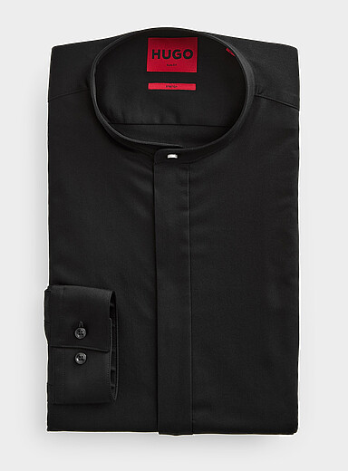 HUGO: La chemise noire Kaleb <b>Coupe ajust&eacute;e</b> Noir pour homme