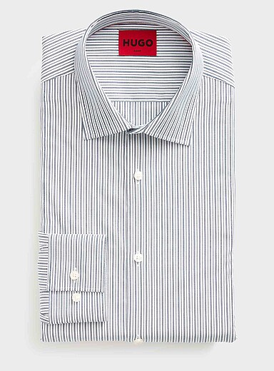 HUGO Blue Kenno striped shirt <b>Slim fit</b> for men