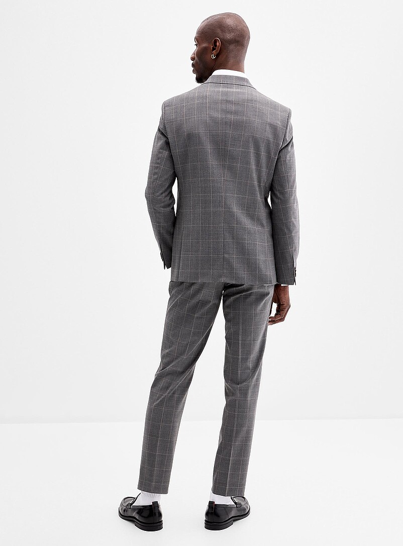 HUGO Charcoal Grey windowpane check suit <b>Extra slim fit</b> for men