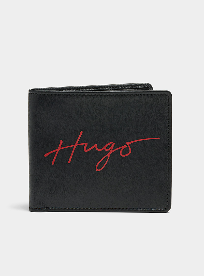 HUGO: Le portefeuille signature rouge Noir pour homme