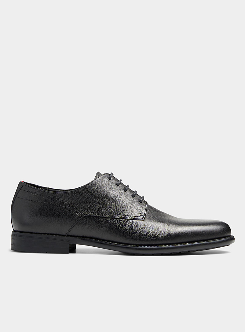HUGO Black Kyron grained leather derby shoes Men for men