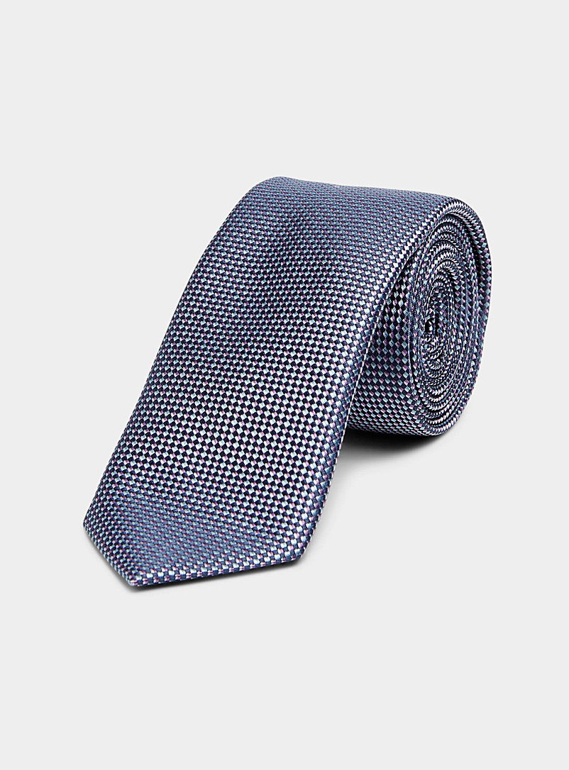 HUGO: La cravate microdamier accent orangé Bleu pour homme