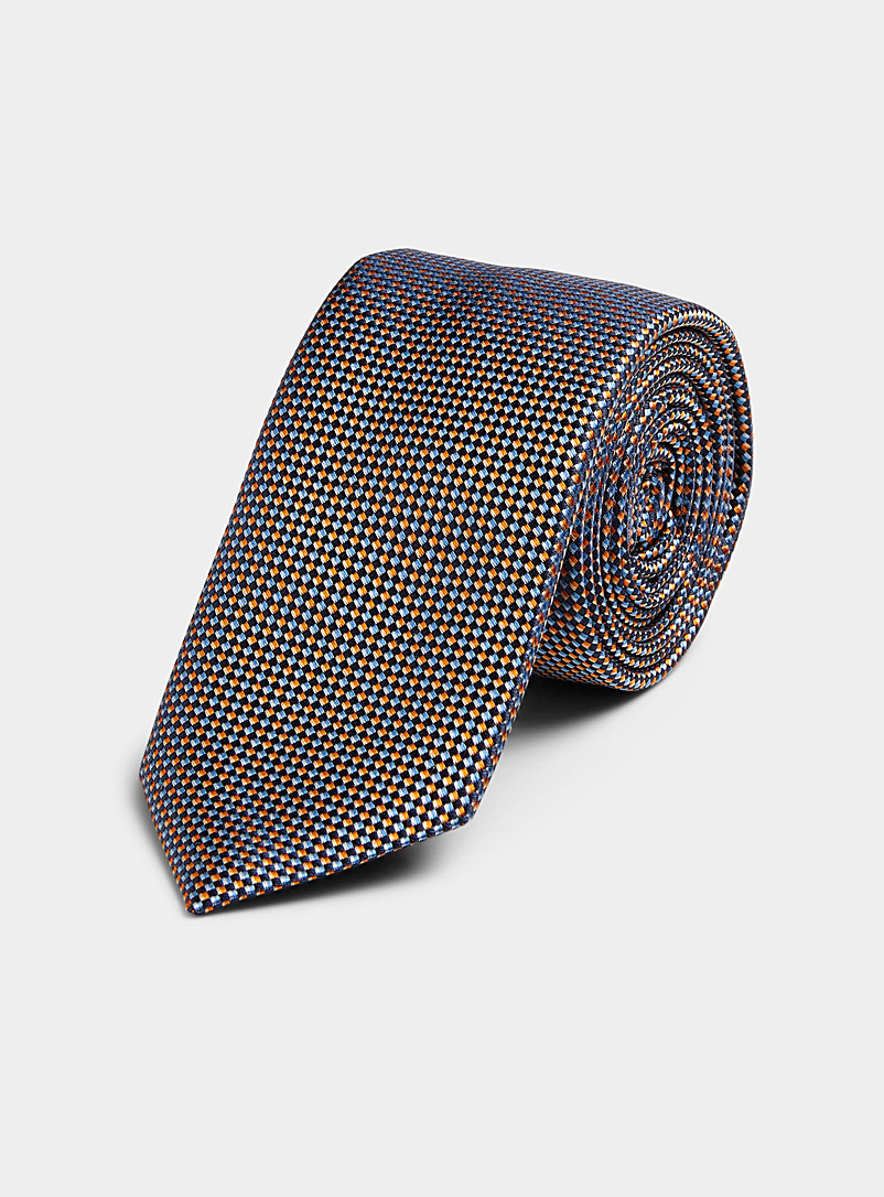 HUGO: La cravate microdamier accent orangé Jaune or pour homme