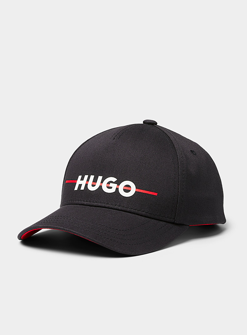 HUGO Black Crossed-out logo baseball cap for men
