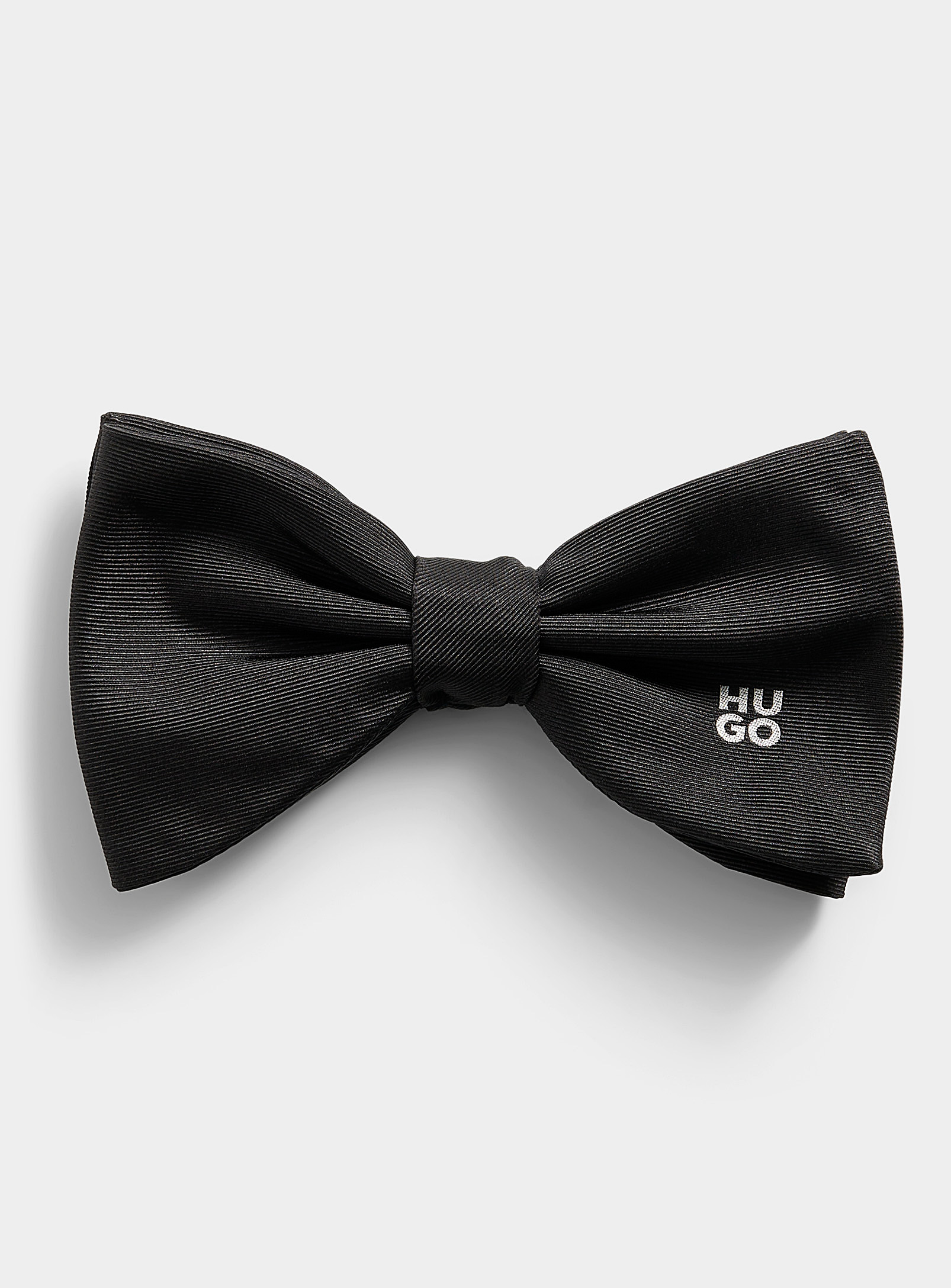 HUGO - Men's Silver logo bow tie