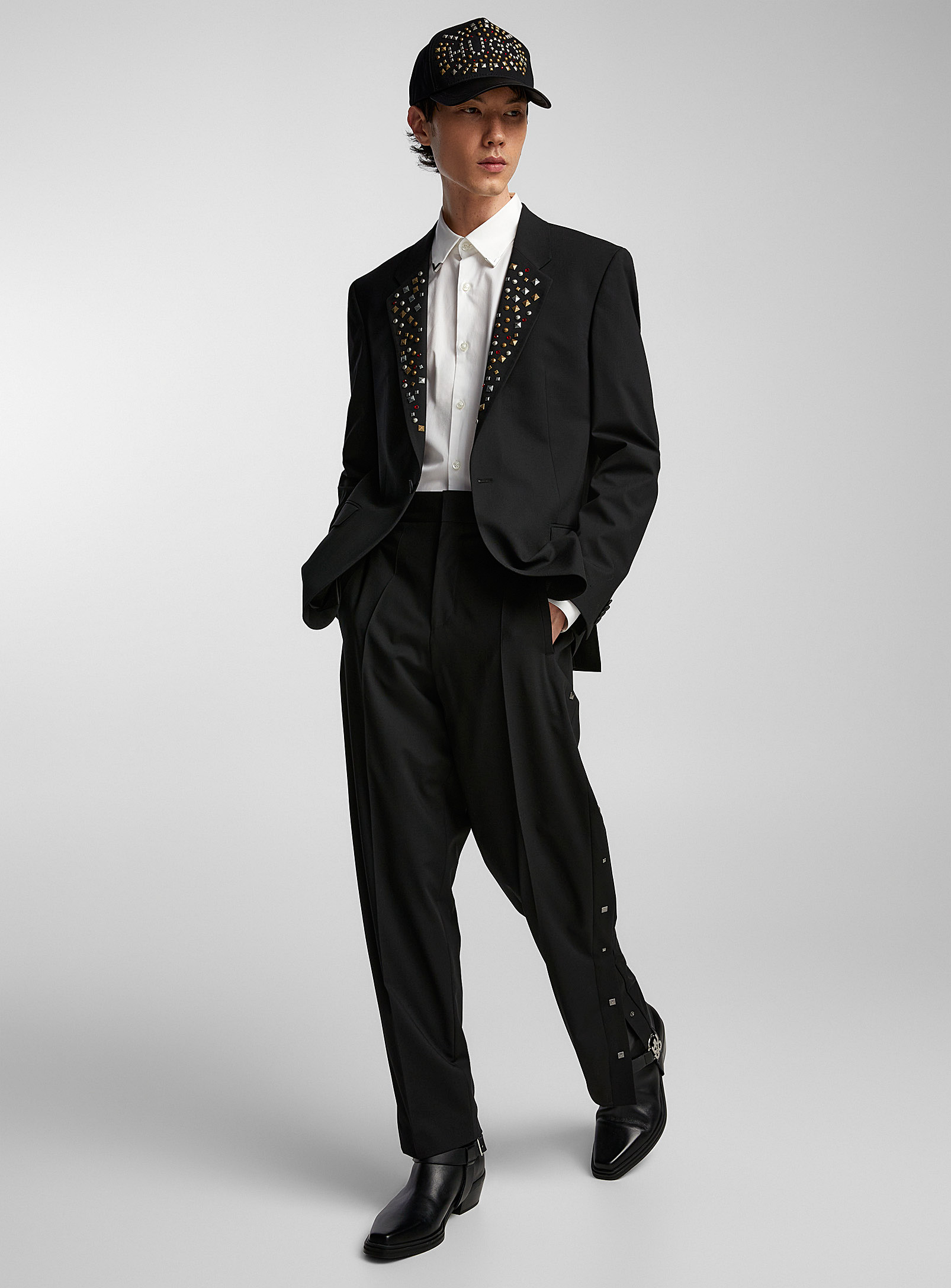Hugo Studded Detail Tuxedo Pant In Black