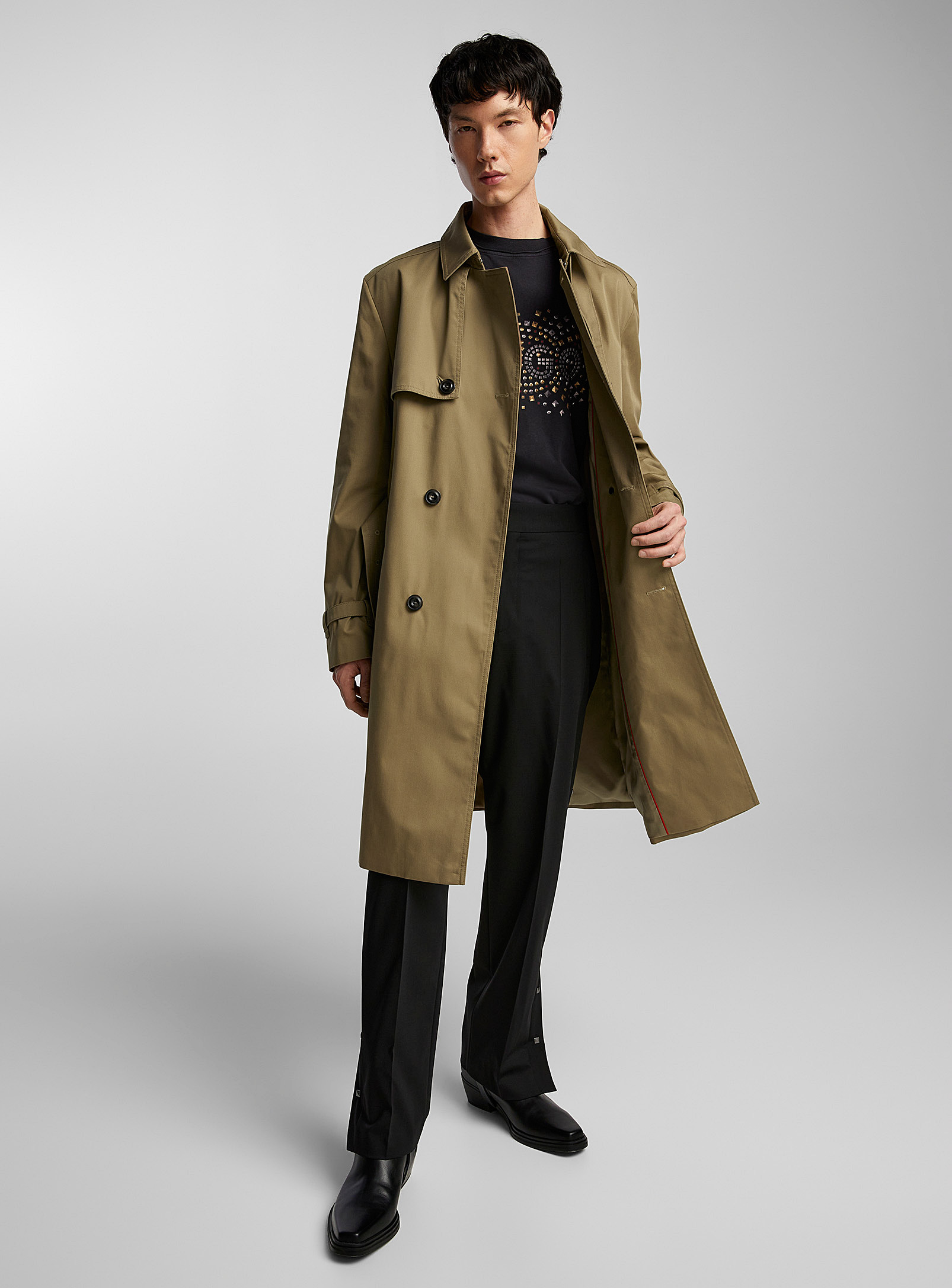 Hugo Colourful Double-breasted Trench Coat In Brown