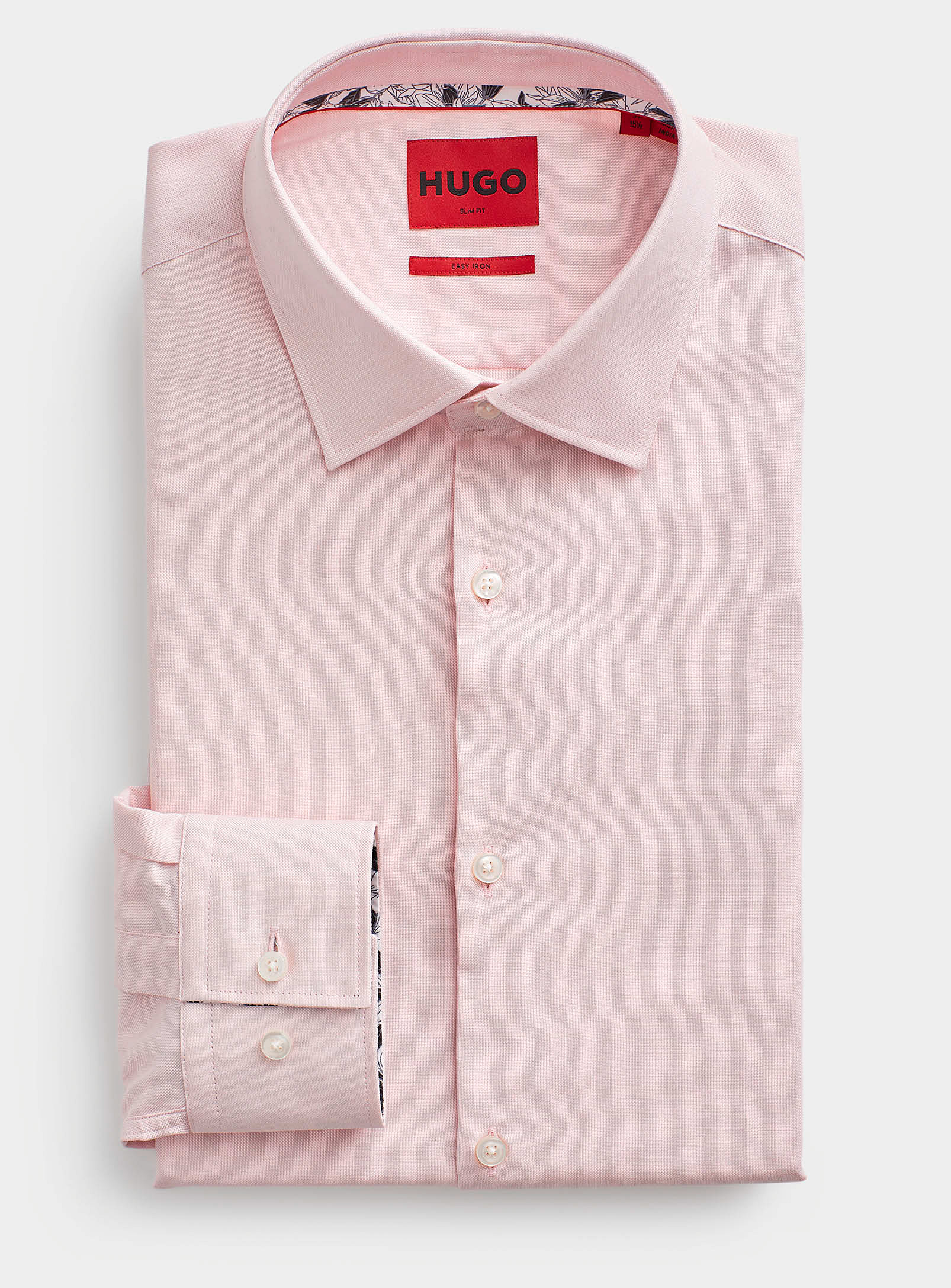 HUGO - Men's Light-pink Oxford shirt Modern fit