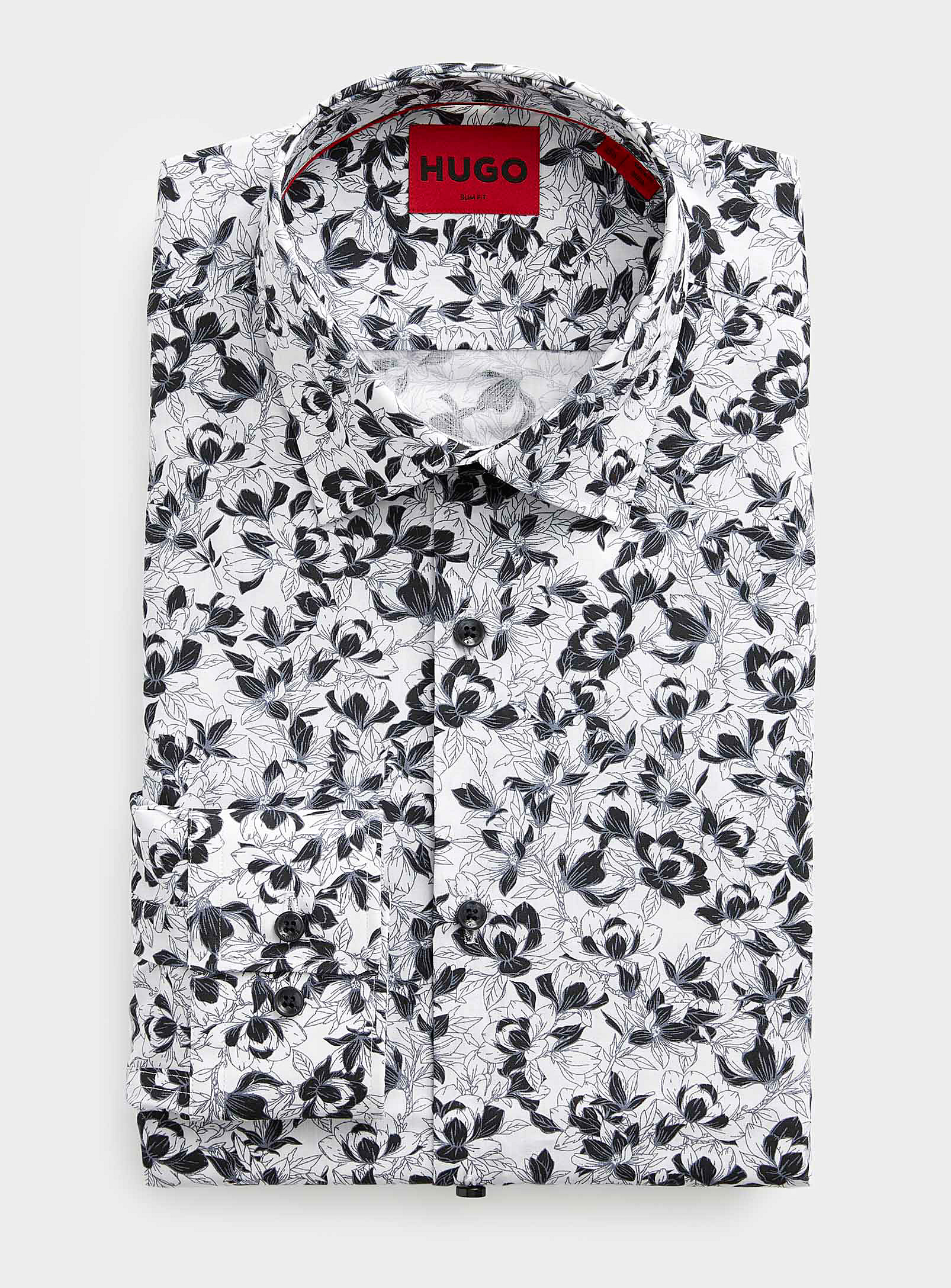 Hugo Contrast Garden Shirt Semi-slim Fit In White