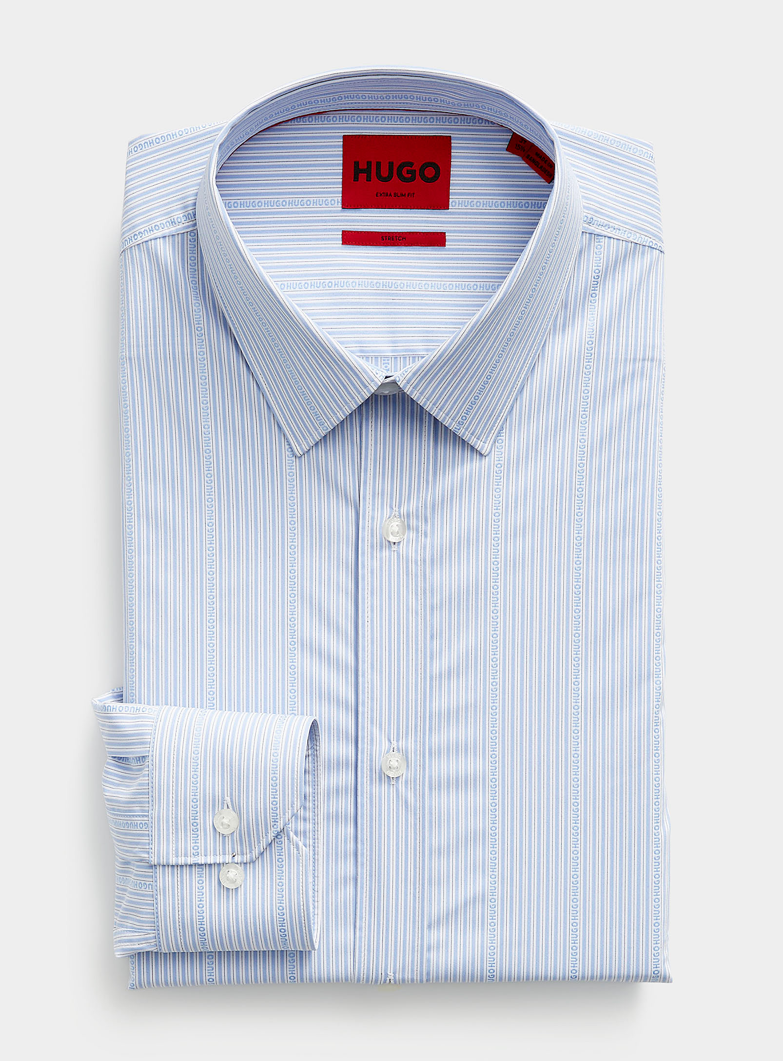 HUGO - Men's Logo stripe shirt Semi-slim fit