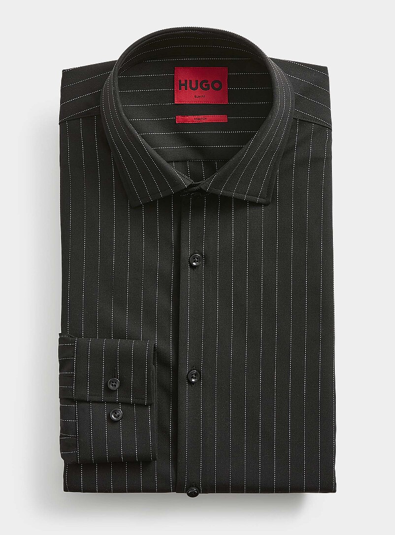 Black Pinstripe Shirt Slim Fit