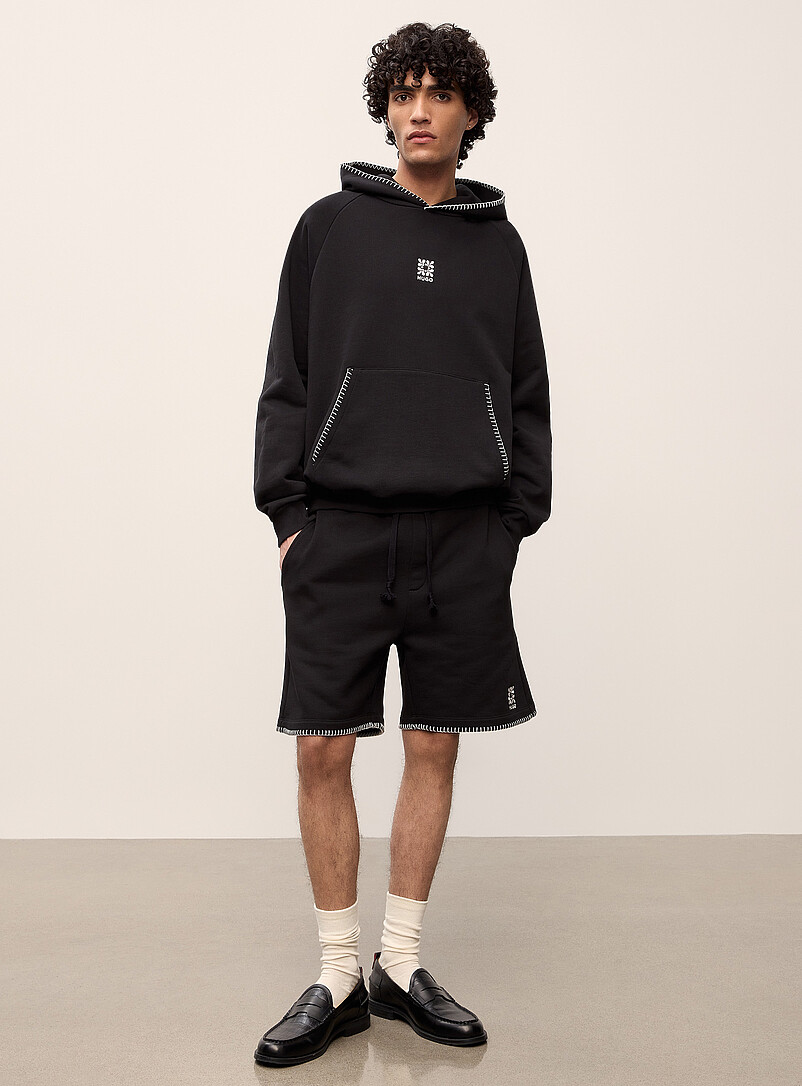 Daronso Contrast-Embroidery Terry-Lined Short