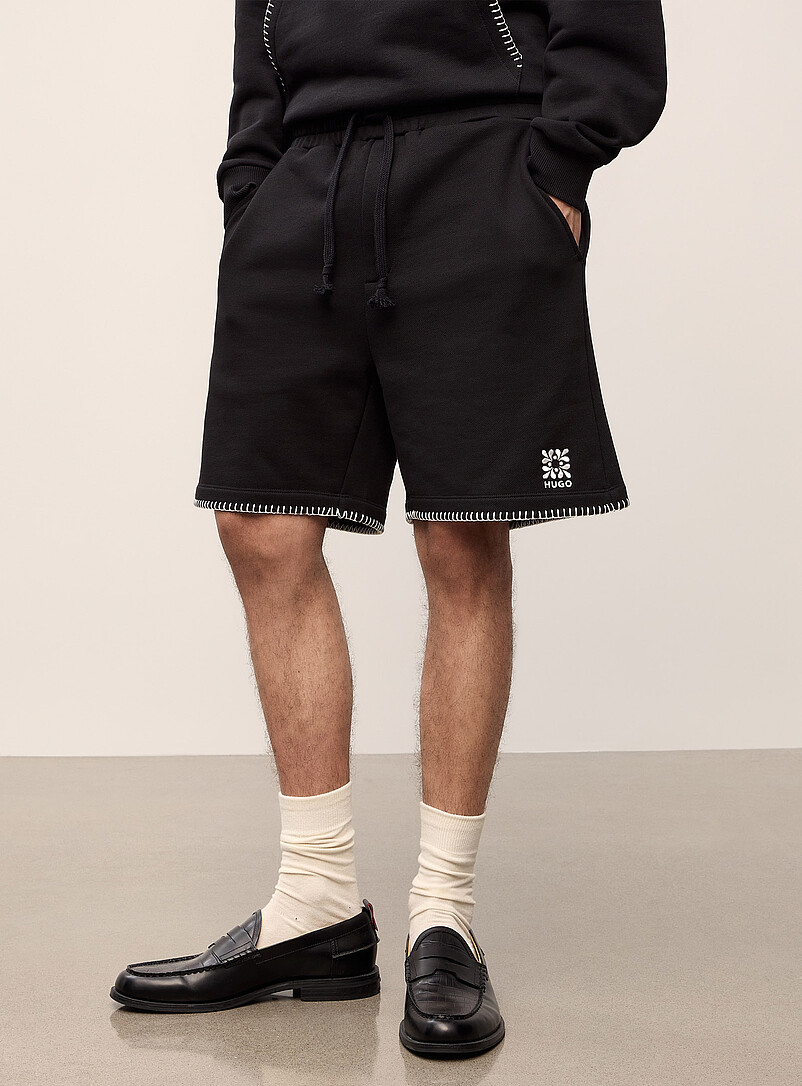 Daronso contrast-embroidery terry-lined short product image 2