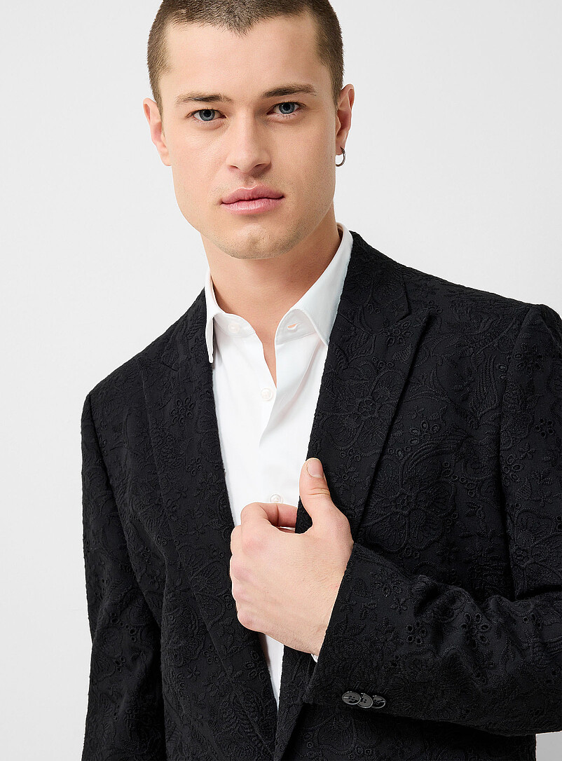 Broderie anglaise black blazer Extra slim fit product image 2