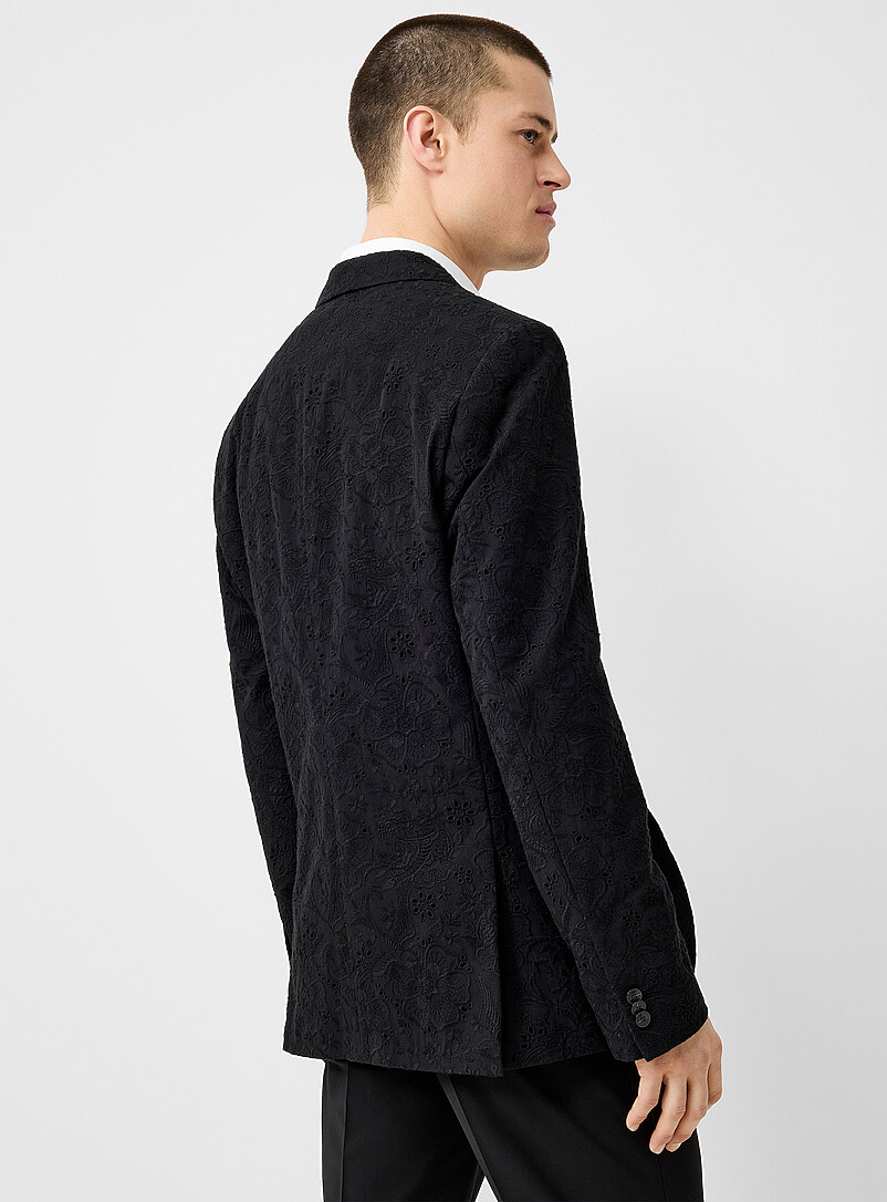Broderie anglaise black blazer Extra slim fit product image 3