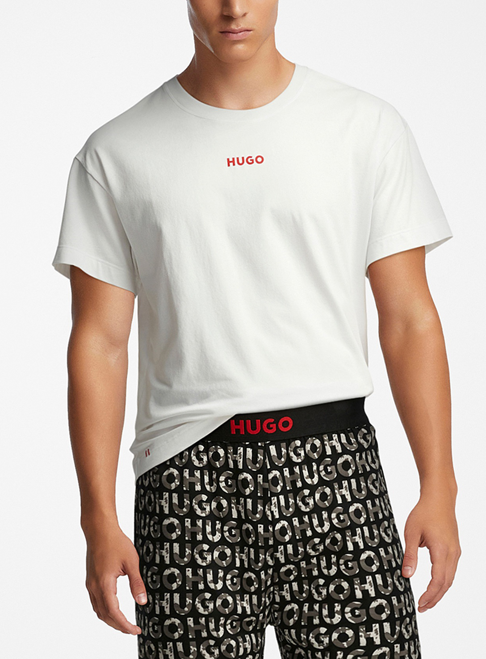 Hugo Logo Solid Lounge T-shirt In Off White