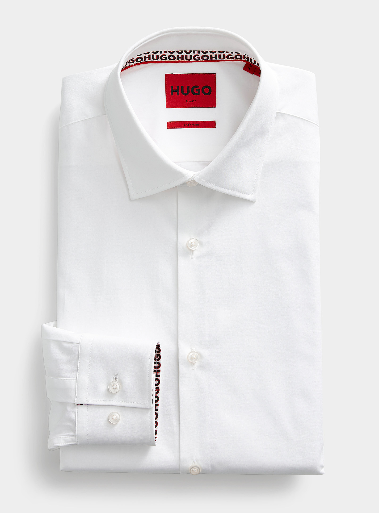 Hugo Monogram Underside Solid Shirt Slim Fit In White