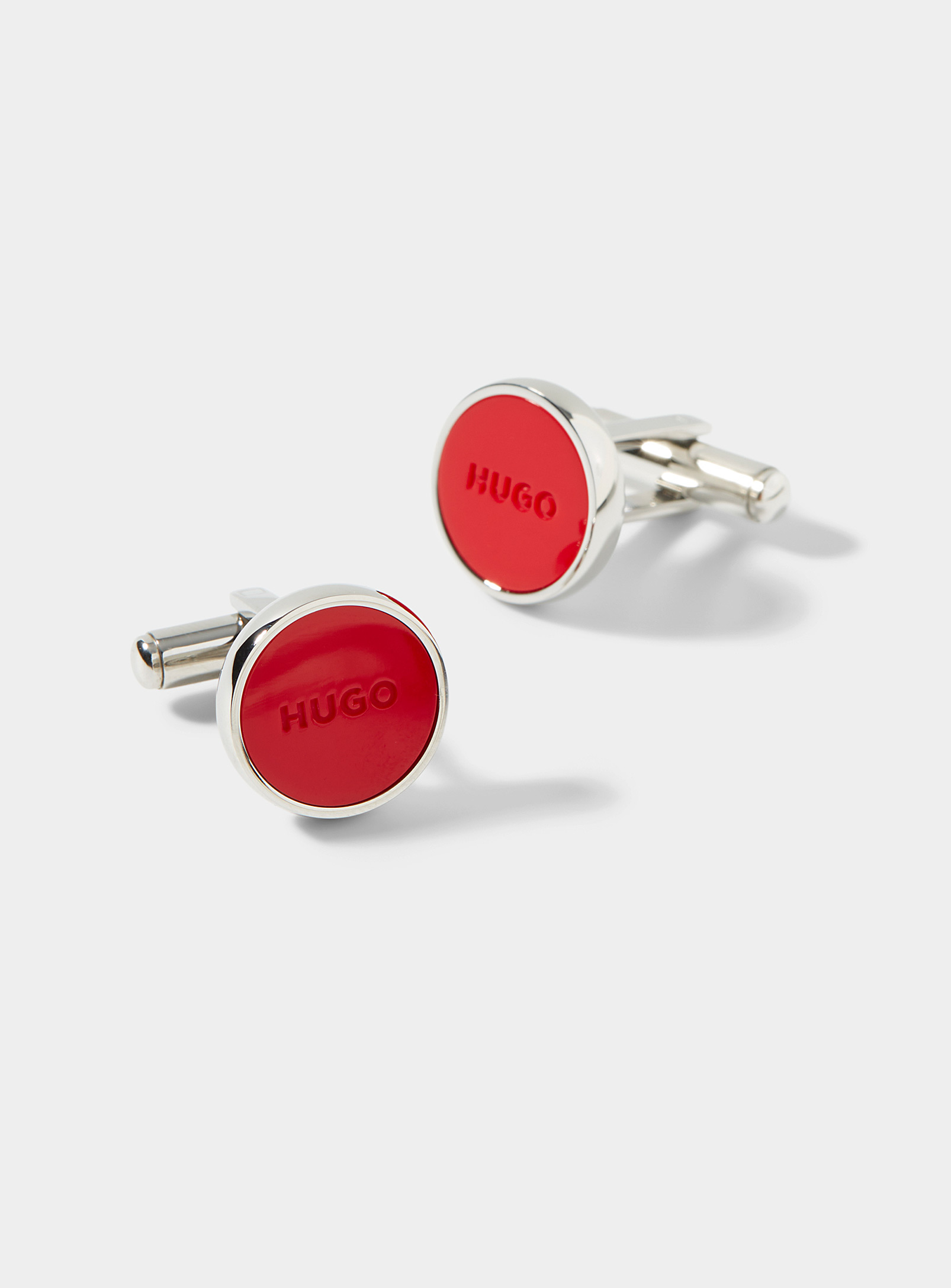 HUGO - Men's Red disc cufflinks