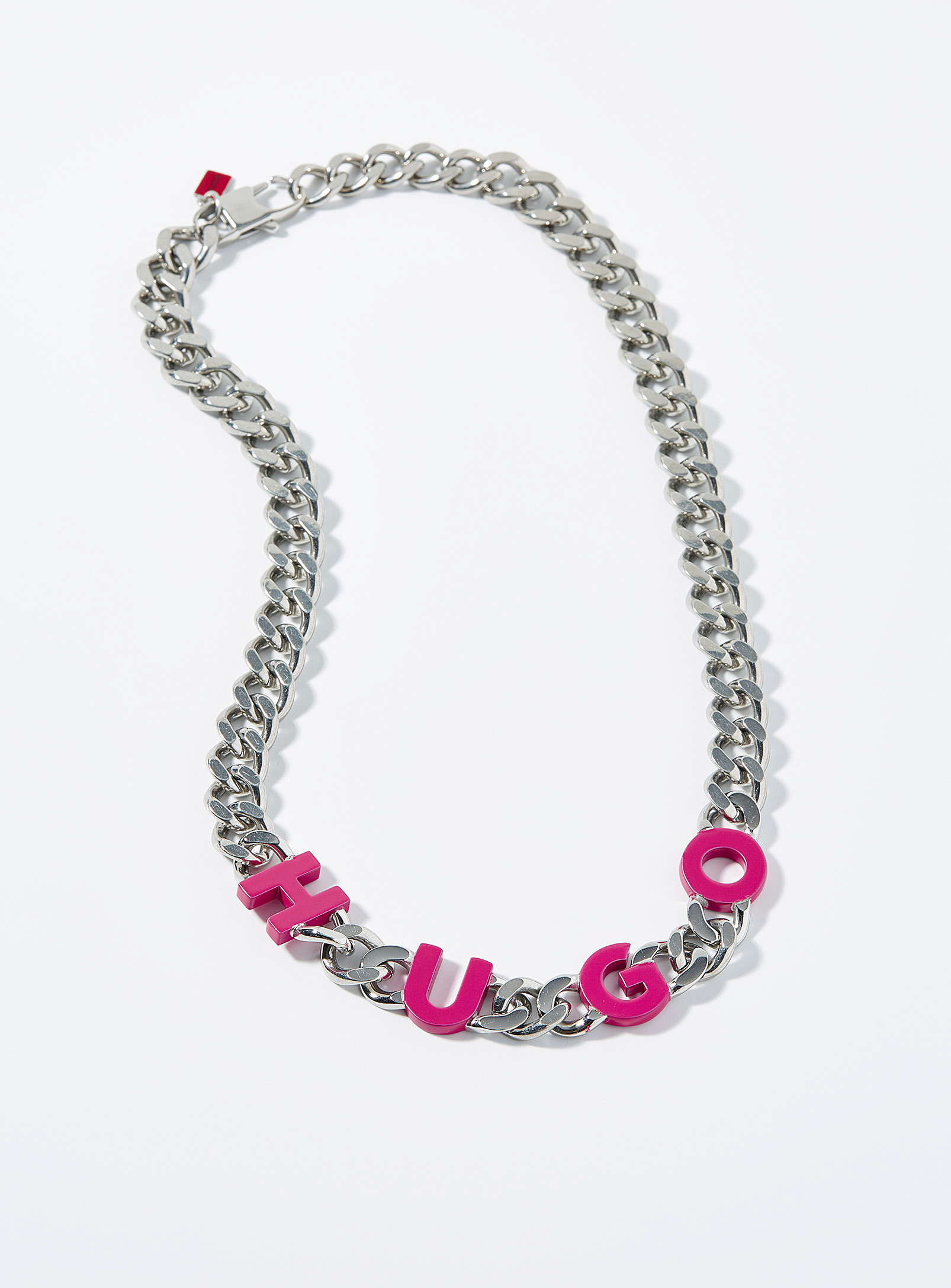 Hugo Pink Letters Chain In White