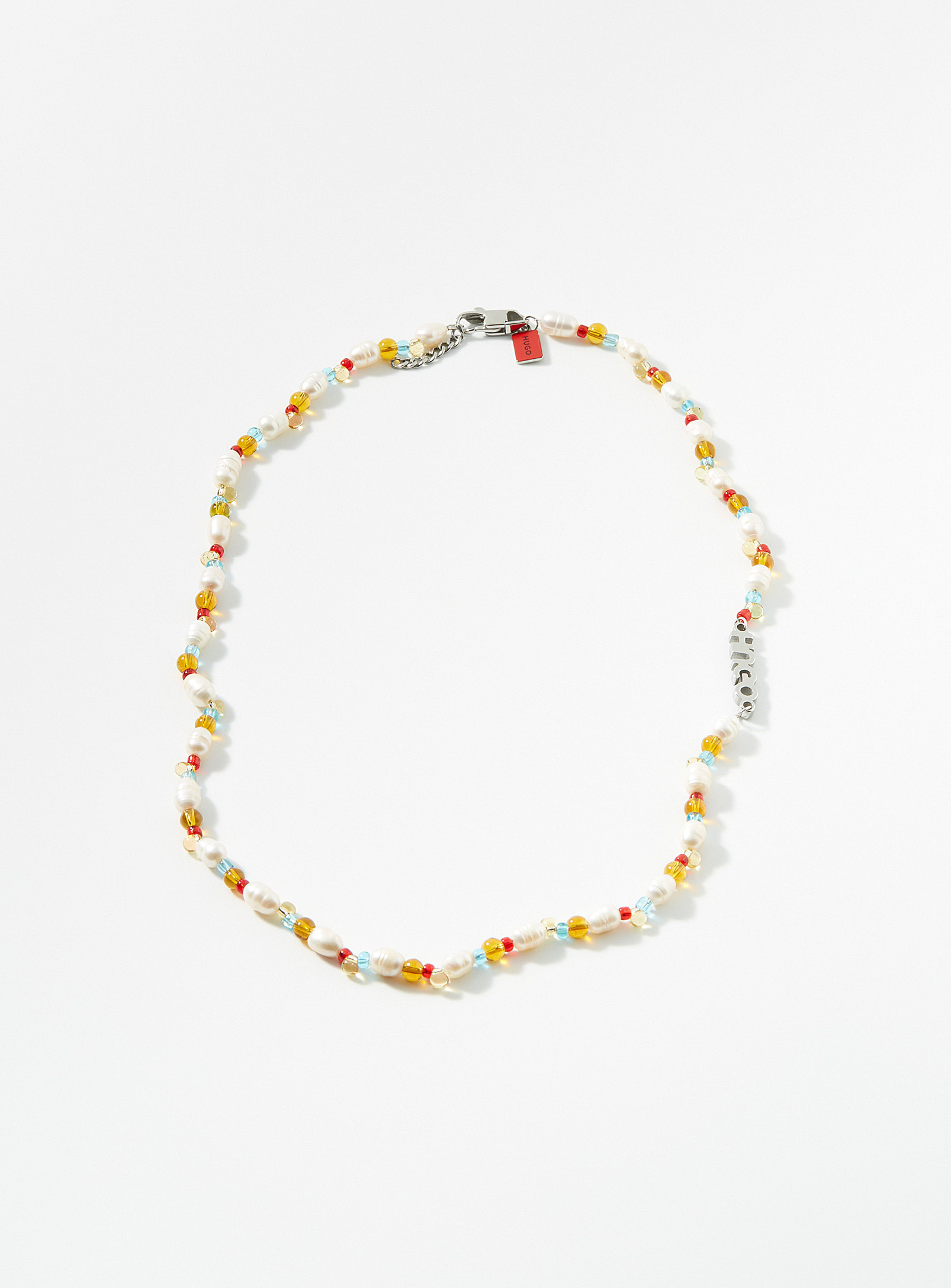 HUGO - Men's Logo and colourful beads necklace