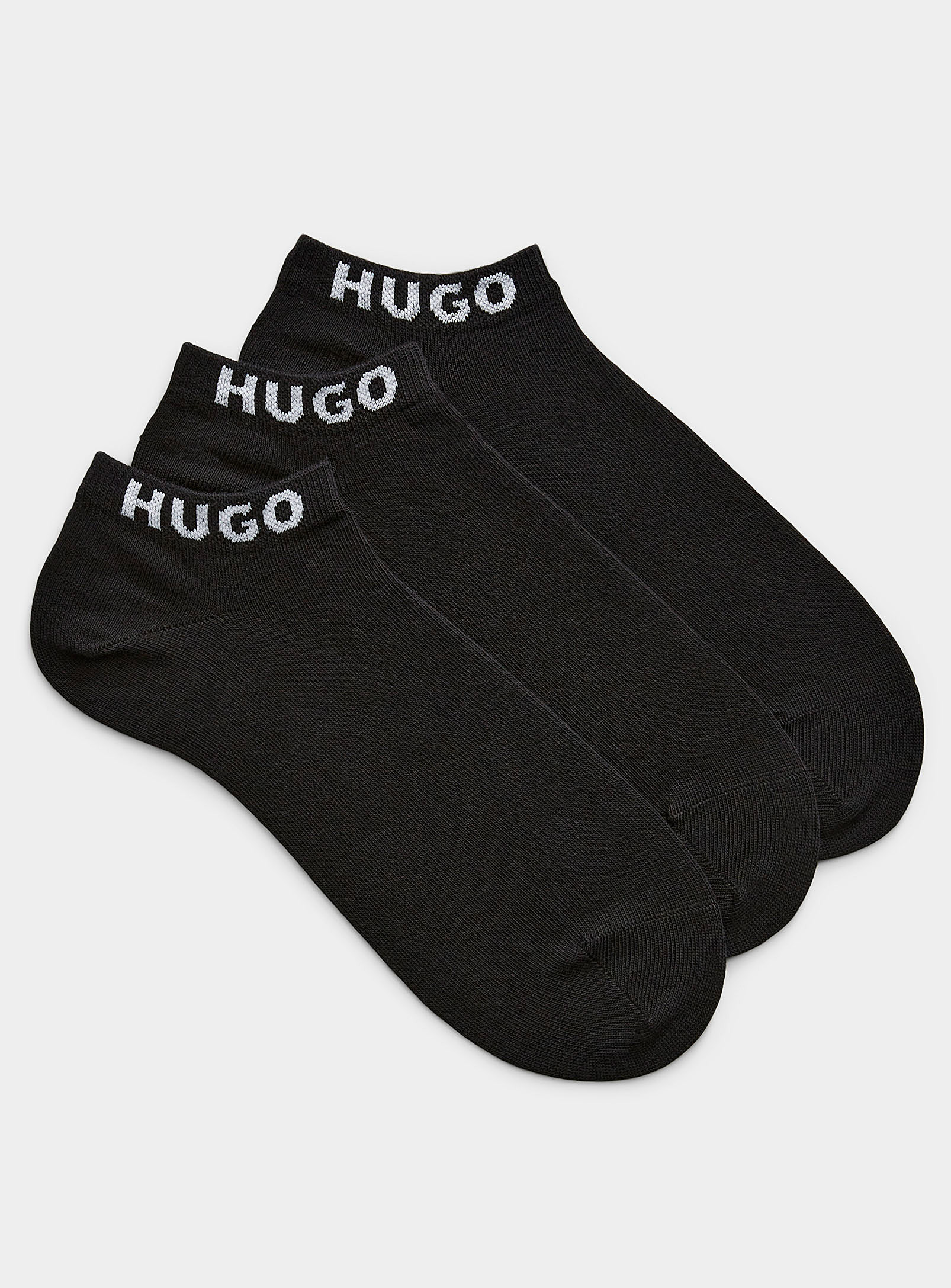 Hugo Logo Solid Ped Sock 3-pack In Black