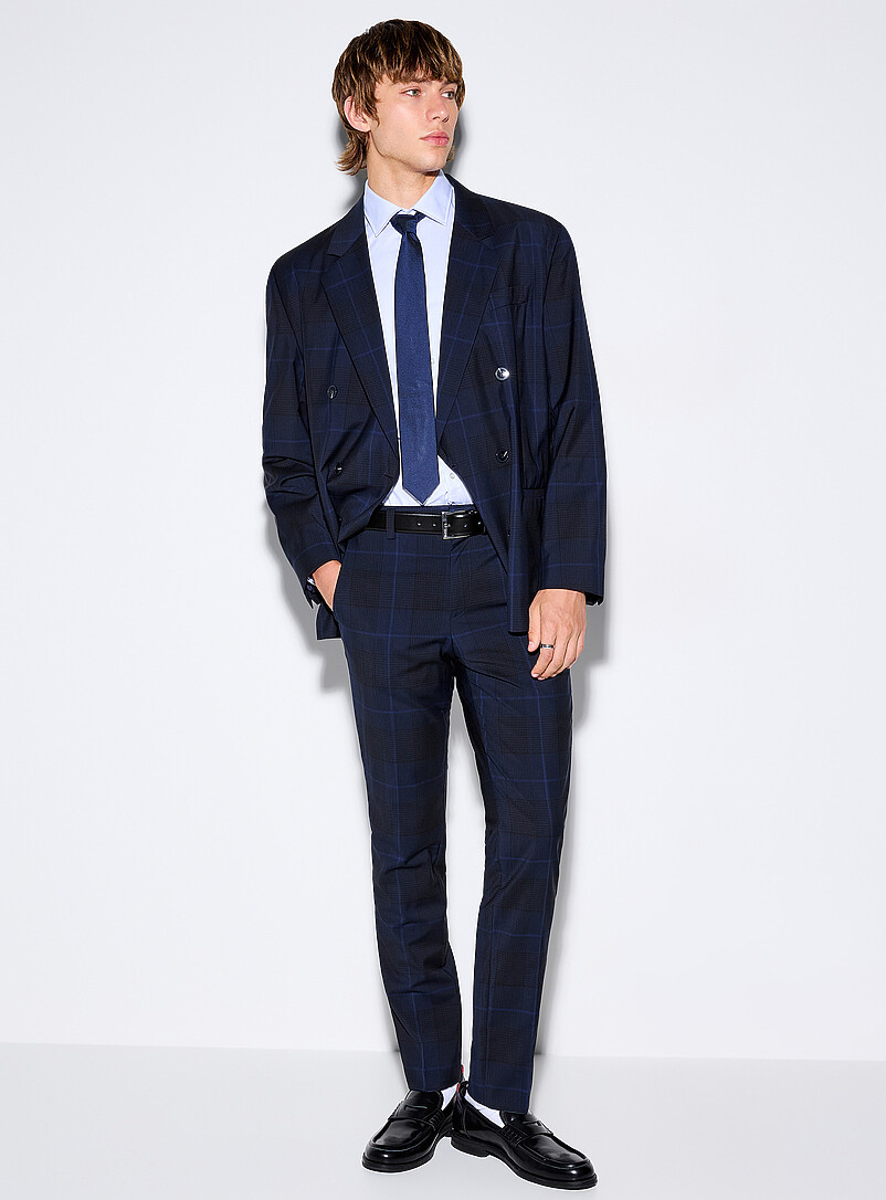 Navy check pant Extra slim fit product image (primary)