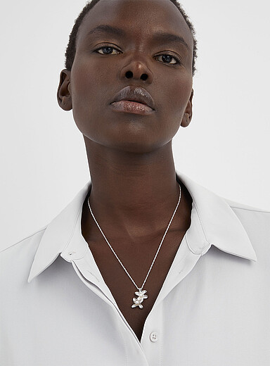 Two flowers lilac pendant necklace