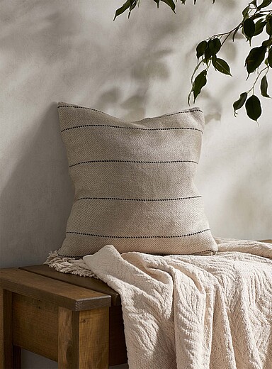 Le coussin pur lin rayures noires 33 x 33 cm