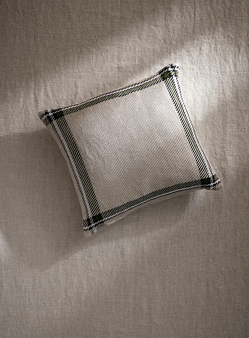 Atelier Monique Ratelle Ecru/Linen Minimalist checkers pure linen cushion See available sizes