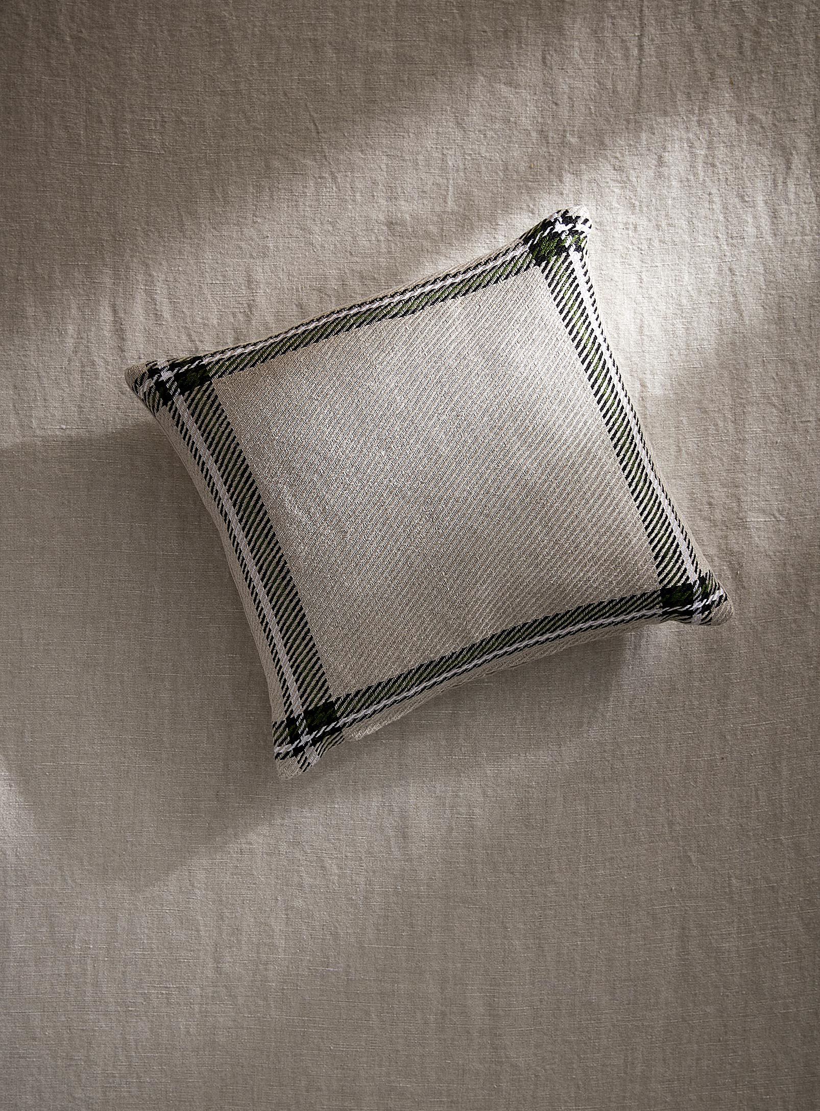 Atelier Monique Ratelle Minimalist Checkers Pure Linen Cushion See Available Sizes In Ecru/linen