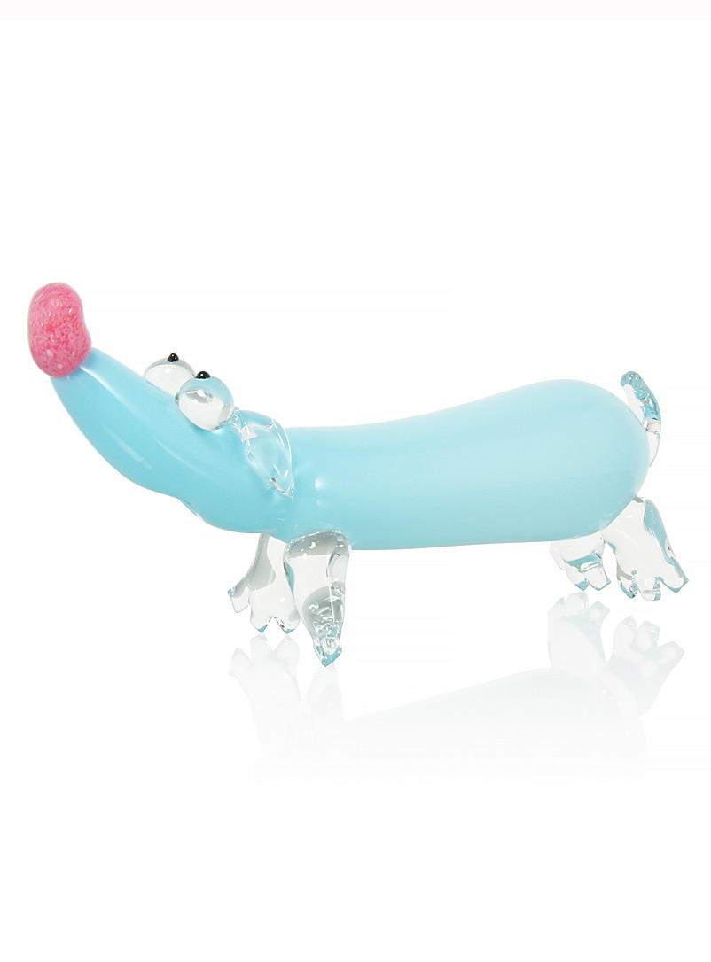 Cat Designer verrier Baby Blue Blown glass wiener dog