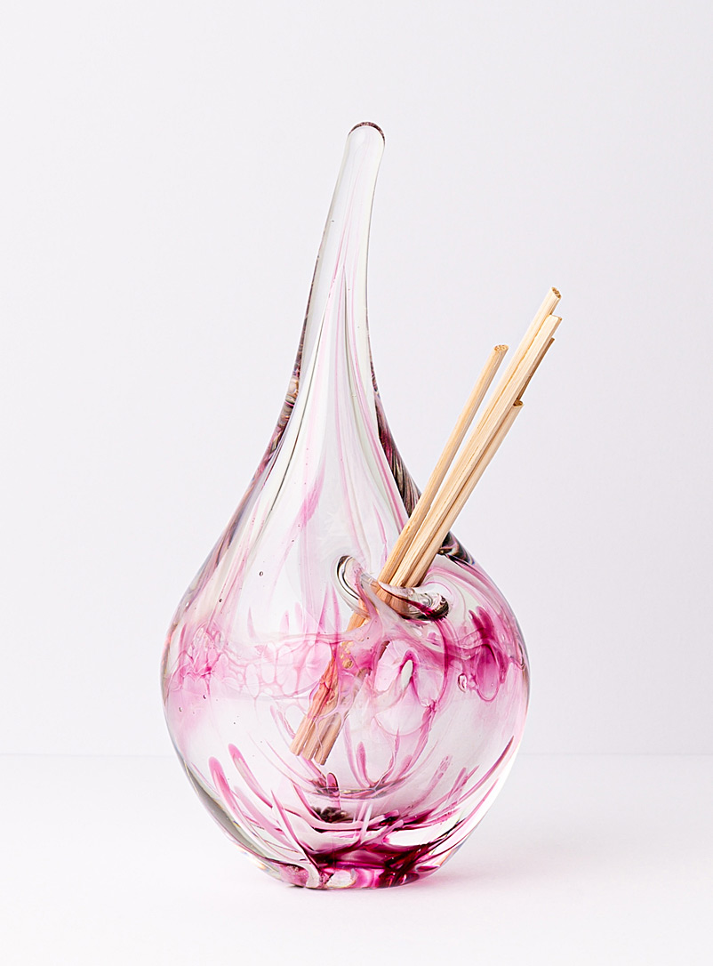 Isabelle Alepins Pink Aquatic glass and reed essential oil diffuser