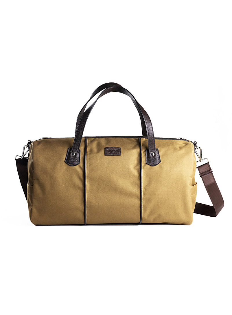 Snoland Khaki Nylon and leather travel bag
