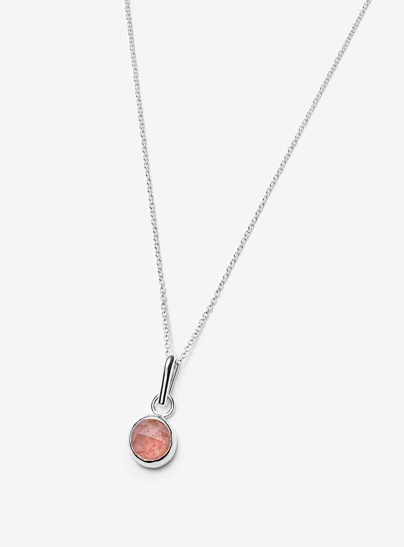 Véronique Roy Jwls Silver Serène strawberry quartz necklace