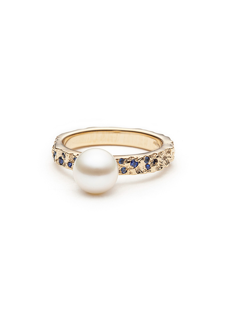 Atelier LAF Assorted Sapphire and pearl mineral gold ring