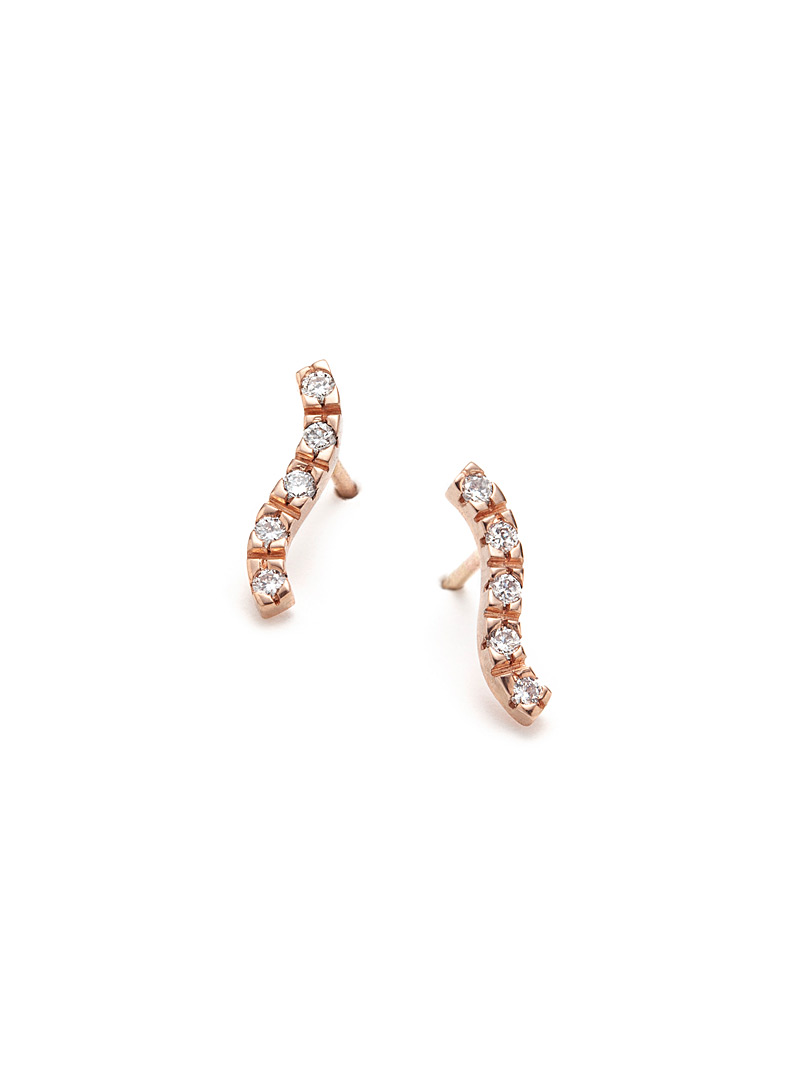 Atelier LAF: Les boucles d'oreilles vague en or rose et diamants Or